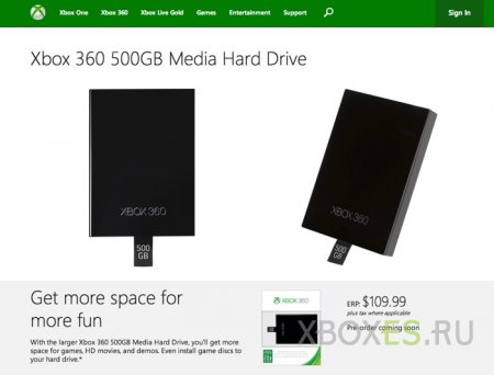 Microsoft выпустила жесткий диск для Xbox 360 на 500 Гб