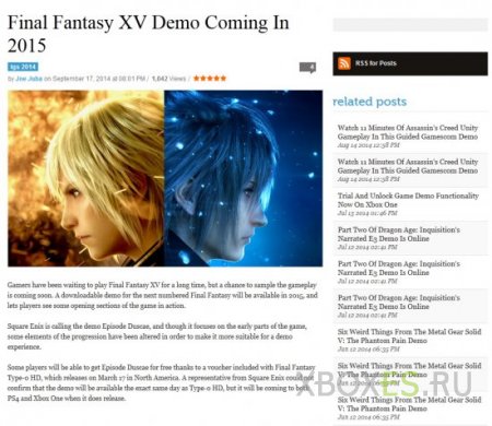 Слухи: демо-версия Final Fantasy XV выйдет в марте